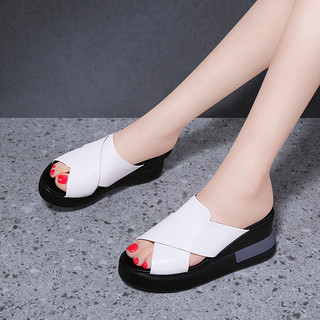 Dép Nữ Đế Xuồng Quai Da Mềm Cao 7p -Mã D190