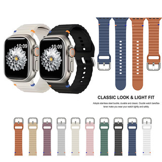 Dây Đeo Silicon Thể Thao Dây Kim Loại Cho Apple Watch Series 10 42mm 46mm Ultra 2 49mm iWatch 45mm 44mm 42mm 40mm 41mm 38mm SE Series