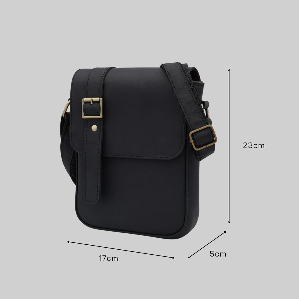 [ Da bò thật ] Túi đeo chéo nam DB12, chất liệu da bò, form dáng trẻ trung. Kích thước 23 × 17 × 5 cm