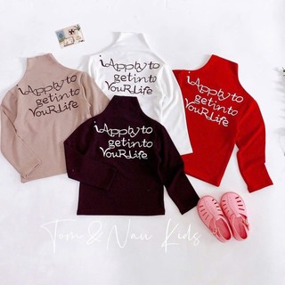 A41-Áo dài tay cổ cao (cổ kéo lên xún  linh động) cho bé gái thun zip cotton cho bé gái size từ 8-35Kg