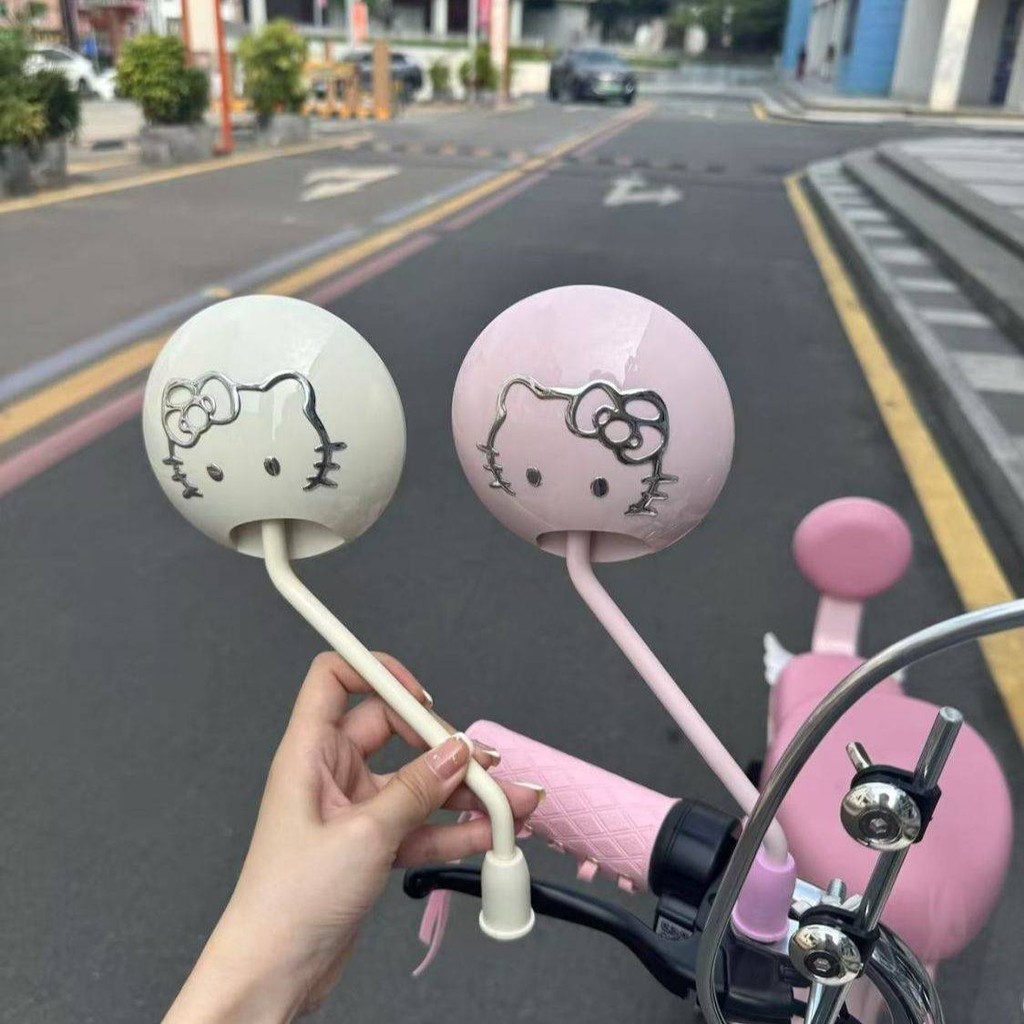 Dễ Thương KT Mèo Xe Điện Gương Chiếu Hậu Pin Xe Gương Tròn Emma Di Đuôi Đa Năng Đảo Chiều Gương Phản Quang