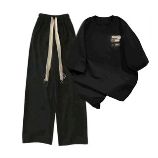 Tổng hợp các sét bộ quần ống rộng chun hách dáng+mix áo phông Form rộng cotton - LUCKY-