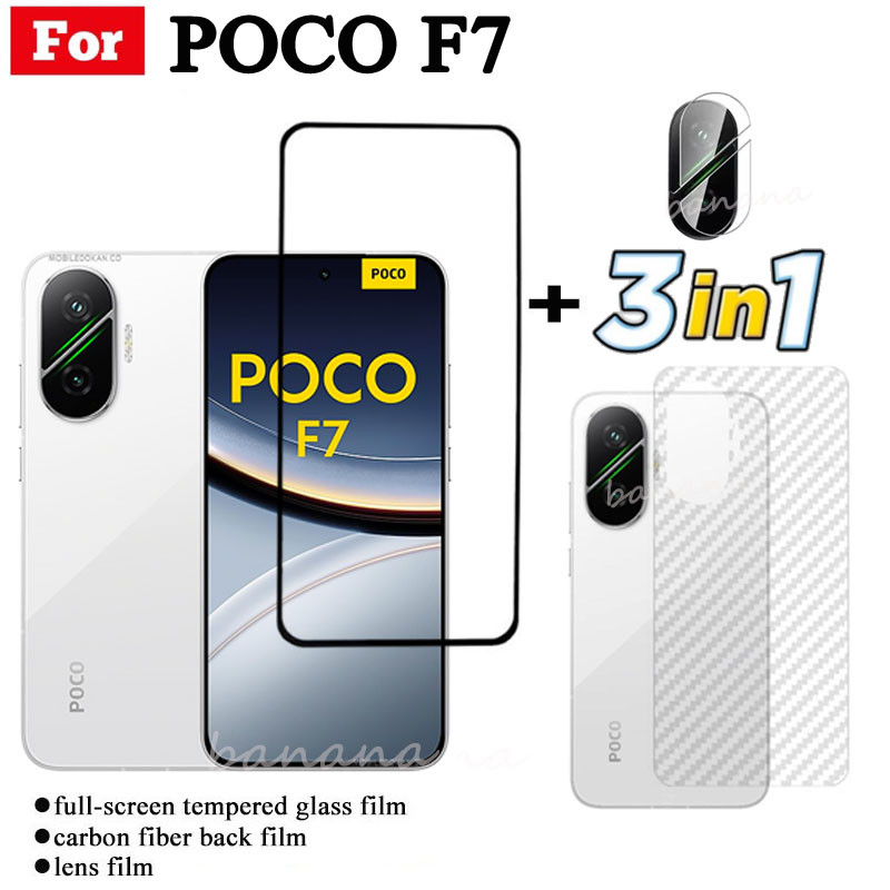Phim Kính Cường Lực 3 TRONG 1 Poco F7 Cho Poco F7 Ultra F7 Pro Poco C71 C75 Kính Bảo Vệ Màn Hình Full Cover + Phim Ống Kính Máy Ảnh + Phim Mặt Sau