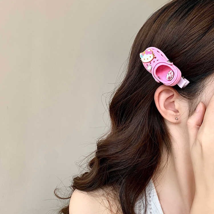 Giày lỗ màu hồng hình kẹp tóc trẻ em dễ thương kẹp phụ kiện tóc thời trang cá nhân