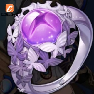 Anime Trò Chơi Honkai Ngôi Sao Đường Sắt Castorice Cosplay Nhẫn Màu Bạc Đá Tím Nhẫn Trang Trí Ngón Tay Cosplay Đạo Cụ Nhẫn