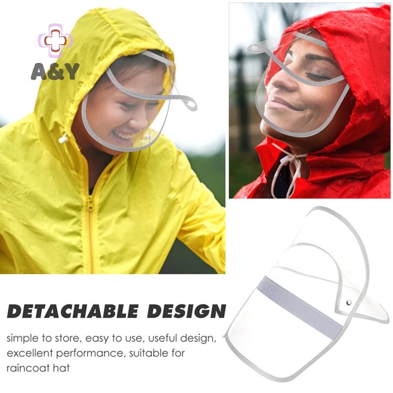 Tấm che mũ áo mưa A & Y Tấm che mưa có thể tháo rời Mũ Poncho Bảo vệ mặt Tấm che mưa trong suốt để thay thế tấm bảo vệ mặt.