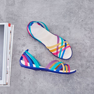 Giày Nữ Thạch Rỗng Peep Toe sandal Nữ Cross sandal Màu Kẹo Đi Biển Xăng đan Cầu Vồng