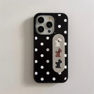 Chấm bi đen + chân đế chó con cho iphone17 17air 17promax 16promax 15promax 14 / 13 / 15 / 16pro iphone13 vỏ TPU iphone mới chống bụi