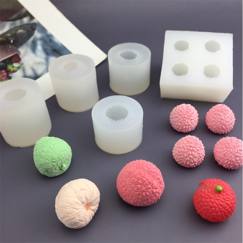 3D Lychee Series Khuôn Silicon Trái Cây Mousse Bánh Khuôn DIY Thạch Cao Thơm Nến Khuôn Socola Trang Trí Bánh Khuôn DIY Dụng Cụ Nướng Bánh