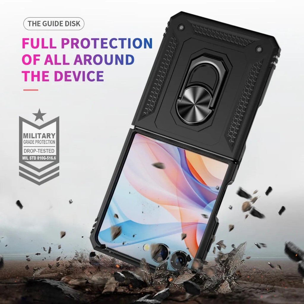 Thích Hợp Cho Samsung Galaxy ZFlip7 Vỏ Cứng Chống Sốc Hỗ Trợ Vòng Xe Ô Tô Từ Tính Vỏ Điện Thoại Cho ZFlip 7 5 6 4 3 5G Giá Đỡ Vỏ Bảo Vệ