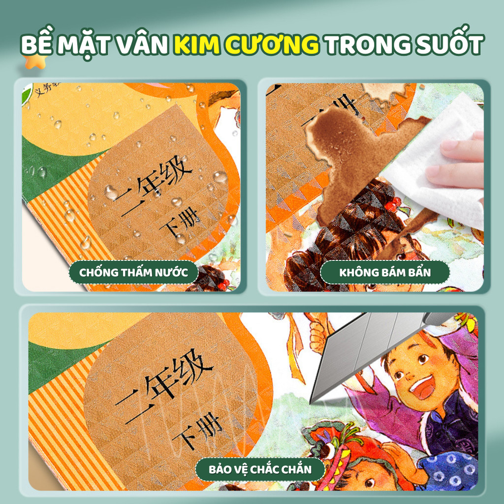 Bìa Decal Dán Sách Vở Trong Suốt - Giấy Bọc Sách Giáo Khoa, Tập Học Sinh A4/B5 Chống Nước, Chống Rách Mép