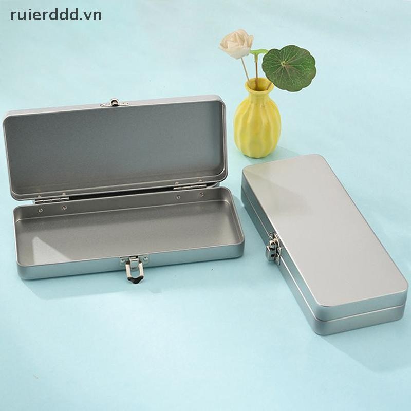 # ruierdd # Hộp hình chữ nhật bằng kim loại màu xám bạc có nắp- Dành cho hóa đơn, mỹ phẩm, đồ dùng văn phòng Lưu trữ-Perfect cho gia đình, văn phòng.