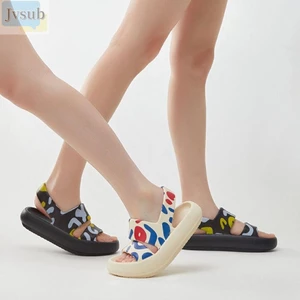 Dép in JVSUB, Dép đế dày mũi hở EVA, đế dày chống trượt Dép thông thường đa năng dành cho nữ