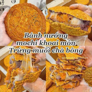 Bánh Trung Thu Khoai Môn Mochi Trứng Chảy Chà Bông (tem hồng 300gr)