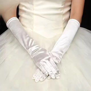 Găng tay retro satin co giãn, phụ kiện thời trang cho cô dâu và cosplay