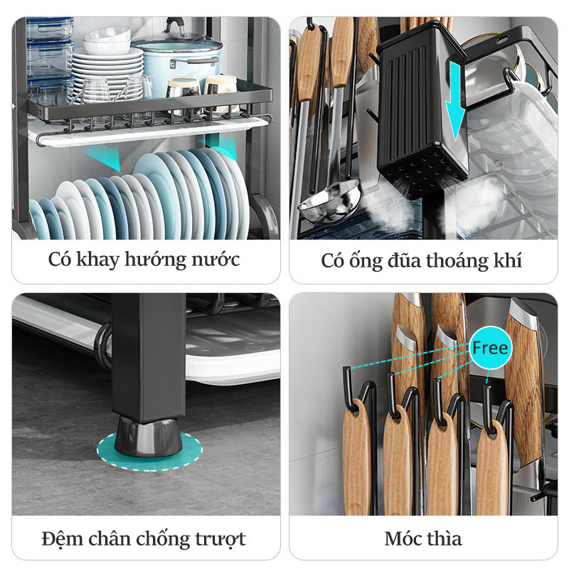Lifinity Kệ Chén Bát 2 Tầng - Khay Hứng Nước Đa Năng Thoát Nước Siêu Nhanh, Chống Đọng Nước Hiệu Quả