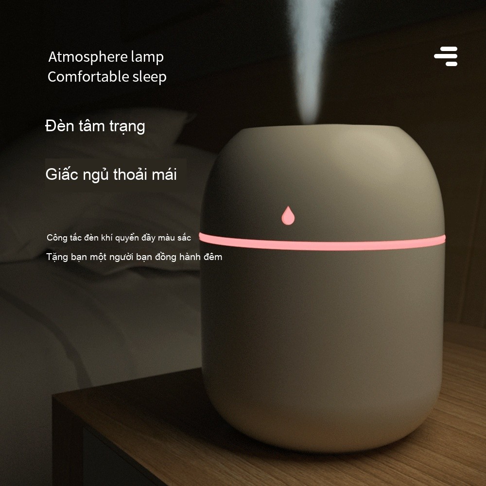 Máy tăng độ ẩm Hình Giọt Nước Mini - Cổng USB Có Đèn Ánh Sáng Không Khí, Bổ Sung Ẩm Không Khí Dùng Phòng Ngủ Nhà Ở