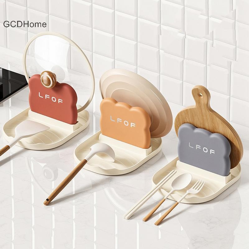 GCDHome Giá đỡ nắp nồi 1 cái, chống nhiệt, dễ thương, kèm giá đựng dụng cụ nấu ăn