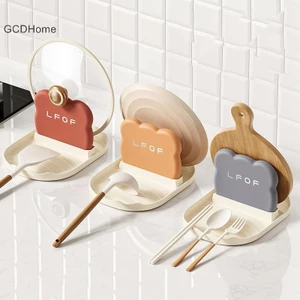 GCDHome Giá đỡ nắp nồi 1 cái, chống nhiệt, dễ thương, kèm giá đựng dụng cụ nấu ăn
