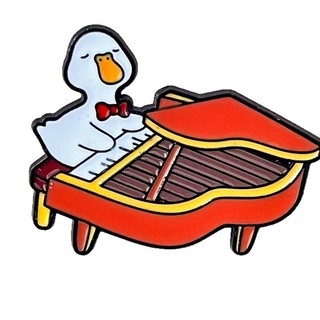 6 Cái / bộ Dễ Thương Âm Nhạc Vịt Thổ Cẩm Hoạt Hình Động Vật Chơi Violin Đàn Guitar Piano Kim Loại Pin Mũ Bóng Chày Trang Trí Pin