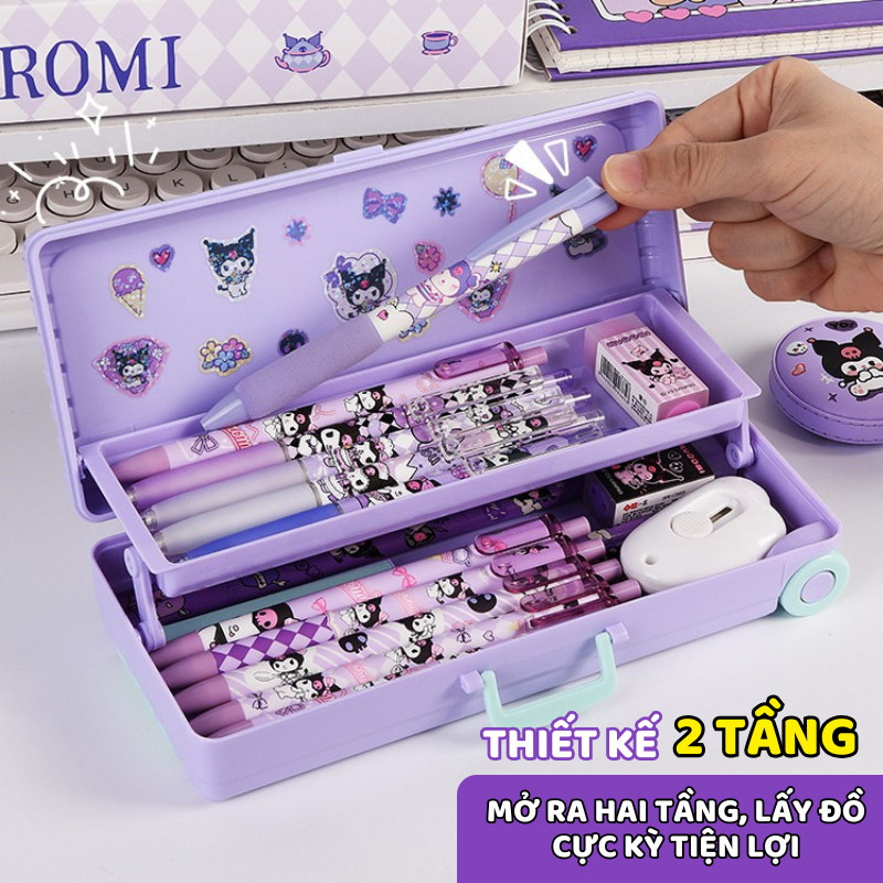 Hộp Bút Kéo Hình Vali Nhiều Ngăn Cho Bé - Hộp Đựng Đồ Dùng Học Tập Chia Ngăn Khoa Học, Dung Tích Lớn