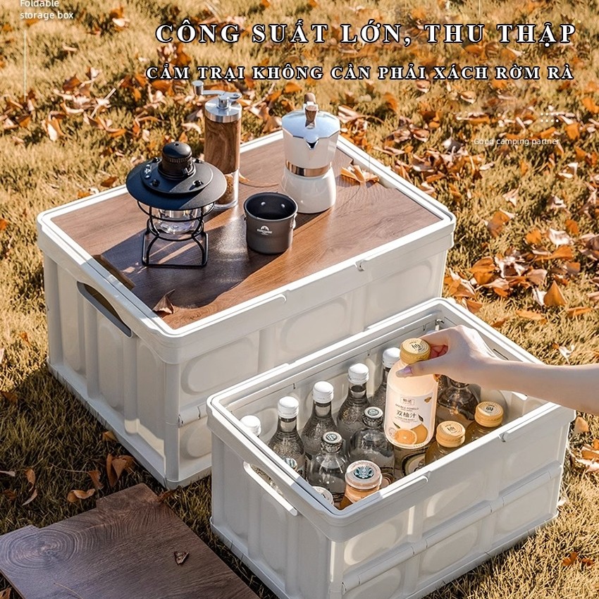 WTHB Outdoor Bàn camping gấp gọn đa năng hộp nhựa dung tích lớn bền bỉ chịu lực tốt cho picnic cắm trại và câu cá