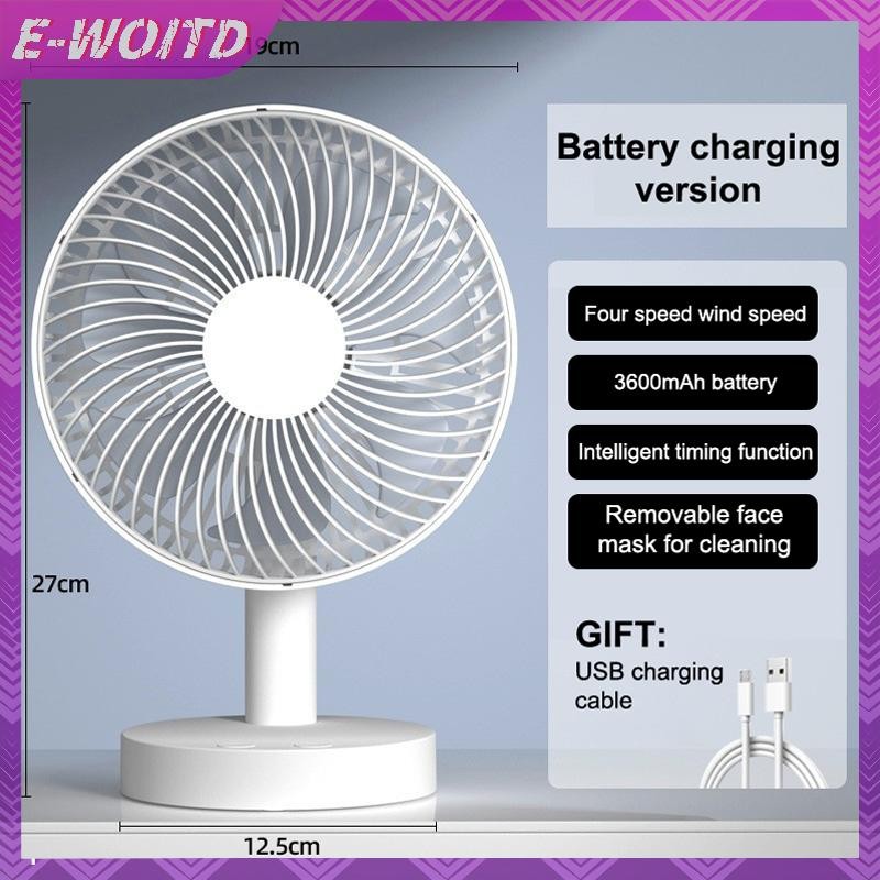 Quạt gấp USB để bàn Mini di động E-WOITD với 4 chức năng tốc độ và thời gian Thích hợp cho ký túc xá Văn phòng Sử dụng Quà tặng sinh viên E-WOITD