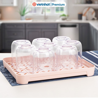 Khay úp cốc, khay trà, khay úp chén có rãnh thoát nước Việt Nhật K5658 Nhựa Việt Nhật Premium