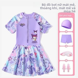 Đồ bơi liền thân Kuromi & Frozen cho bé gái – Chống nắng, khô nhanh, kèm phụ kiện