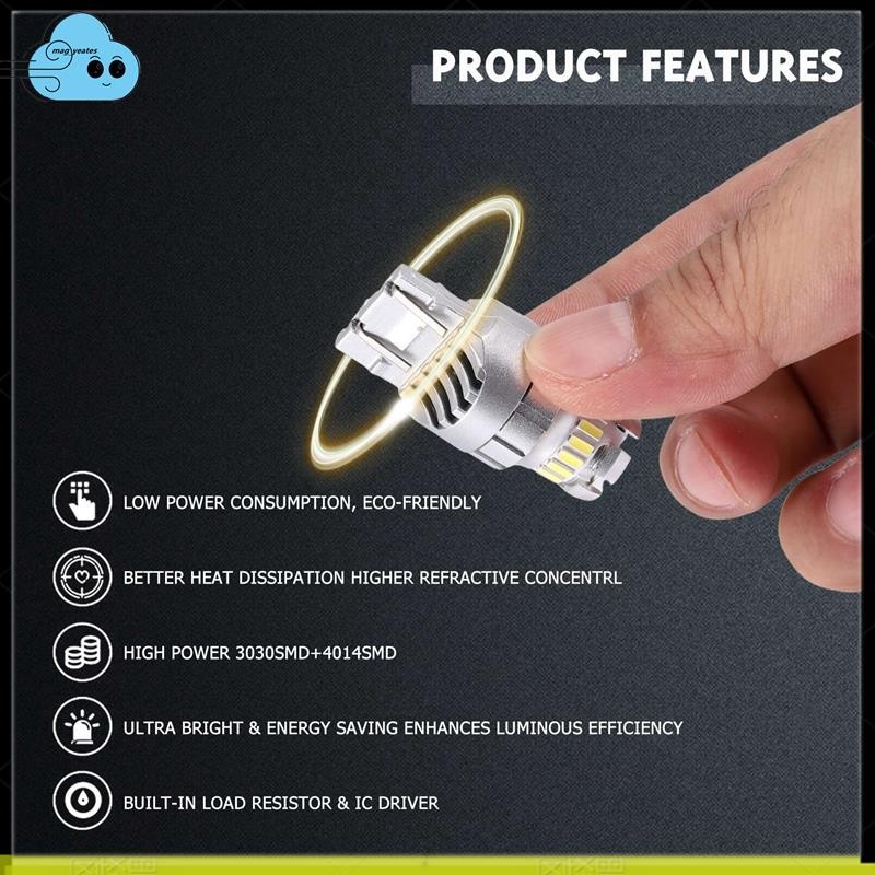 2 Chiếc Xe T20 7440 W21W LED Canbus Đèn Ngược 7443 Bóng Đèn LED Đuôi Phanh Tín Hiệu 6000K Đèn Siêu Sáng