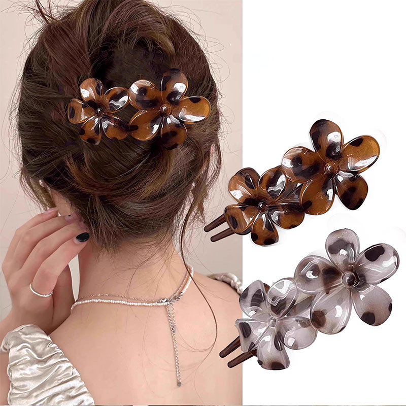 Mới Da Báo In Tóc Mỏ Vịt Kẹp Hoa Trầy Xước Tóc Bên Tóc Nổ