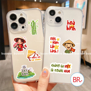 [Tặng Tem Tim] Set 10 Sticker Quốc Khánh 2/9-Tem Decal Chống Nước Họa Tiết Dễ Thương Trang Trí Điện Thoại,Laptop 02953