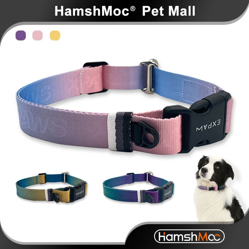 HamshMoc Vòng cổ thú cưng Trượt & Khóa điều chỉnh phần cứng hợp kim dệt dập nổi Dây đeo chống rách