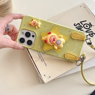 Hoạt Hình Dễ Thương 3D STARMAN Đứng Giá Đỡ Da Mềm Wrsit Dây Đeo Ốp Lưng Điện Thoại Cho iPhone 17Promax 17Air 16Promax 12 13 14 15 Pro Max 16Plus Chống Sốc Nữ Điện Thoại Di Động