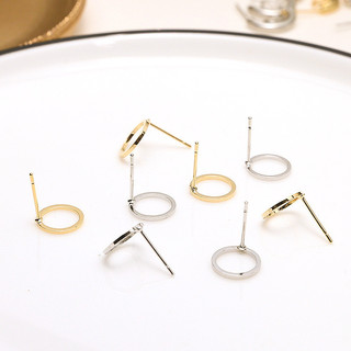 Bông tai hình bán nguyệt mạ điện 18K từ đồng vàng thật, tự làm với thiết kế mở hình chữ C và phụ kiện treo
