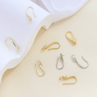Móc tai bằng đồng mạ vàng giữ màu, có thể lắp hạt ngọc trai, phụ kiện trang sức DIY thủ công