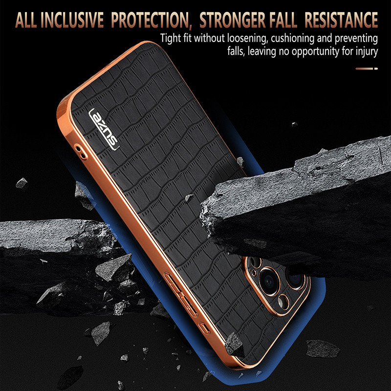 Dành Cho iPhone 16 Pro Max Doanh Nghiệp Mạ Điện Họa Tiết Cá Sấu Da Ốp Lưng Điện Thoại iPhone 14 15 Plus 13 12 Pro Max 16PLUS 15PLUS 12promax 16Pro Vỏ Điện Thoại