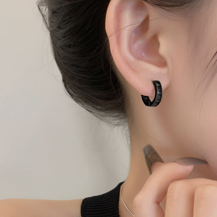 Bông Tai Zircon Đen Sáng Tạo Nam Nữ Thời Trang Cao Cấp Retro