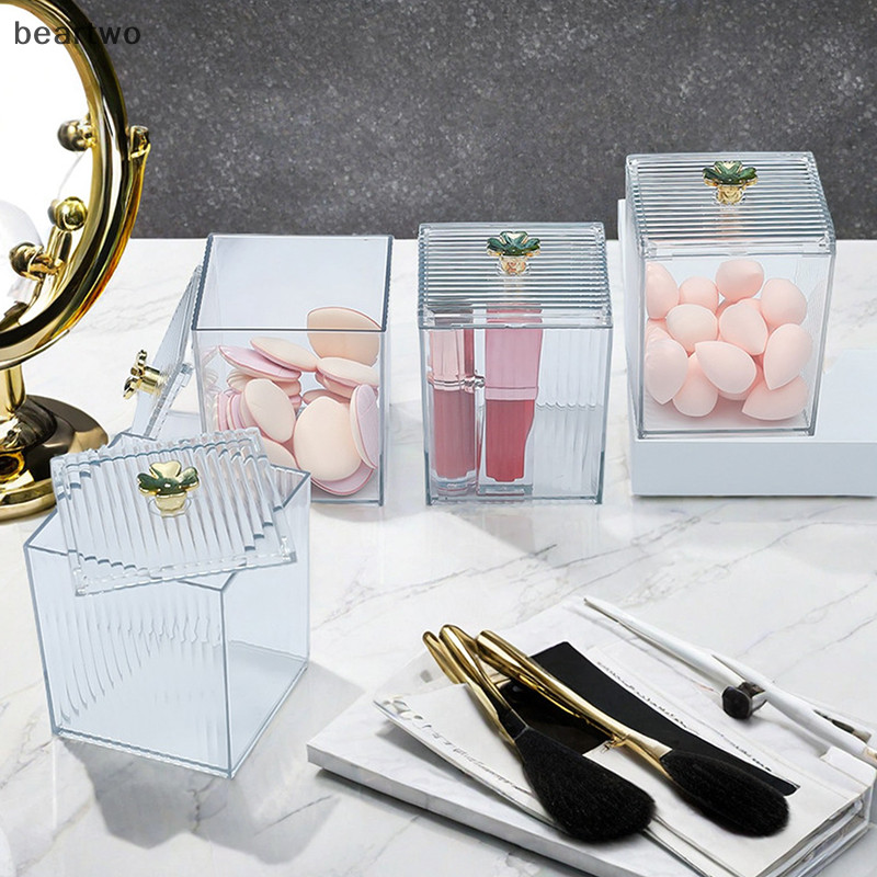 < Beartwo > Hộp đựng đồ trang điểm Acrylic Hộp đựng khăn bông trang sức mỹ phẩm Hộp đựng bông cho tổ chức phòng tắm Đẹp