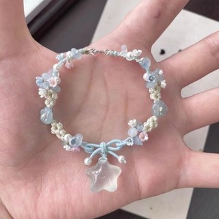Vòng tay dây bện ngôi sao nhỏ màu xanh tươi dành cho nữ