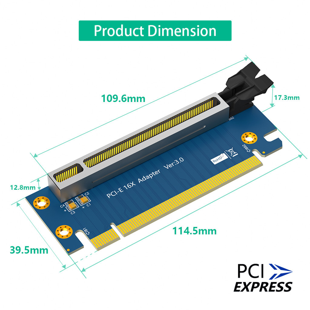 Thẻ nâng JMT PCI-Express 3.0 16X PCI-E3.0 16X 90 độ Góc phải Thẻ chuyển đổi tốc độ cao cho máy chủ 2U cho thẻ PCI-E cỡ lớn