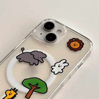Ins Hàn Quốc Vỏ Trong Suốt Động Vật Dễ Thương Vườn Thú Cho Iphone 8Plus 12mini 13mini 16promax Xs XR XSMAX 11pro Max 16pro 12 13 14 15 Pro Max Ốp điện thoại Mềm 14promax Trường Hợp