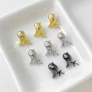 Mạ Đồng Vàng Thật Giữ Màu Sắc Kẻ Sọc Zirconium A Piao Đầu Chim Thái Tự Làm Trang Sức Baroque Vòng Tay Vòng Cổ Phụ Kiện