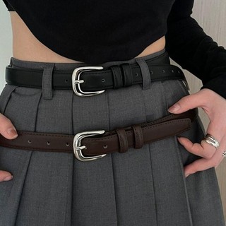 Thắt lưng mỏng khóa chốt HOBBYIN, Thắt lưng da PU thời trang dành cho nữ, Thắt lưng đa năng