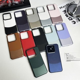 Ốp điện thoại di động Xiaomi 14Pro Ghép họa tiết Napa mẫu mới ghép màu cao cấp Xiaomi14 mẫu cặp đôi bao toàn bộ