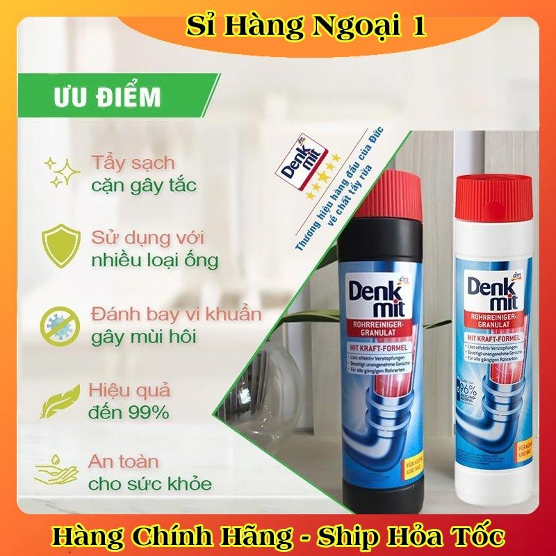 Bột thông cống DENKMIT 600gr - Thông tắc cống chậu rửa bát, bồn rửa mặt, nhà vệ sinh