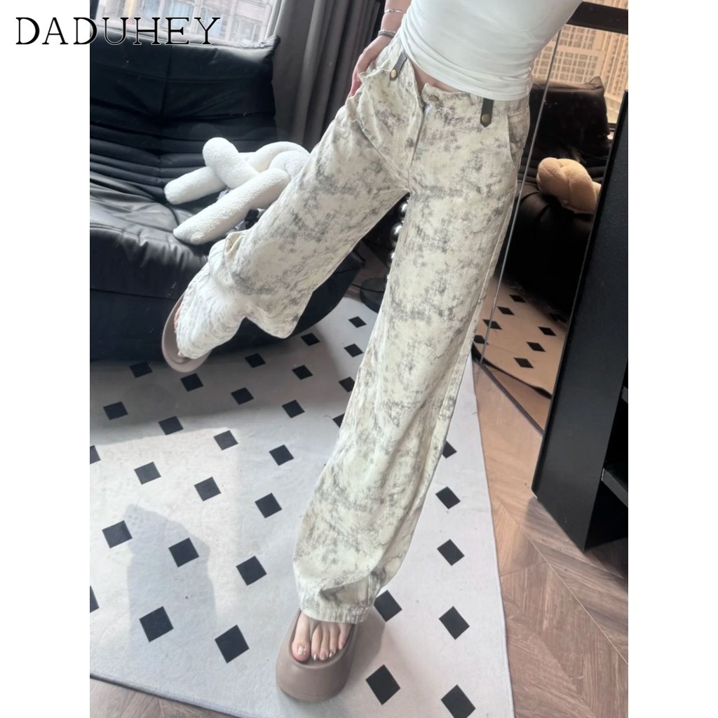 Ảnh DaDuHey New American Ins High Street Hip Hop Jeans Niche High Waist Loose Wide Leg Pants Large Size Trousers 3