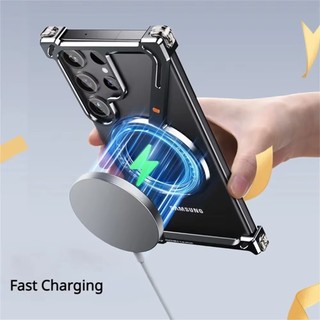 [Jlk] Ốp Lưng Kim Loại Titan Hình Chữ Z Cho Samsang Galaxy S24 Ultra S24 Plus Ốp Lưng Hợp Kim Nhôm 360° Vỏ giữ xoay từ tính