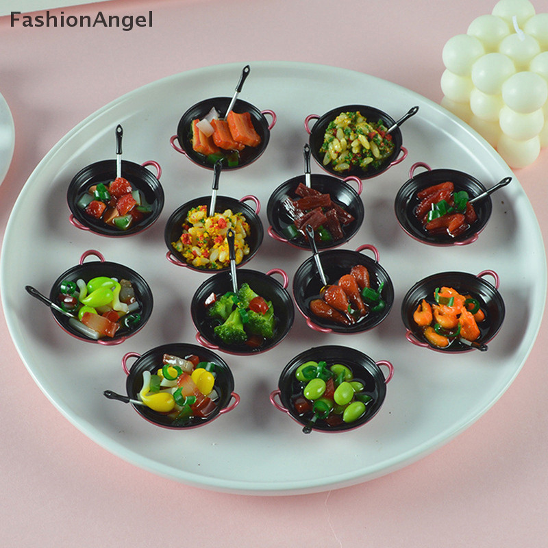 Fashionangel Nhà Búp Bê Thu Nhỏ Phụ Kiện DIY Nồi Nấu Ăn Với Thực Phẩm Dụng Cụ Nhà Bếp Mẫu TH