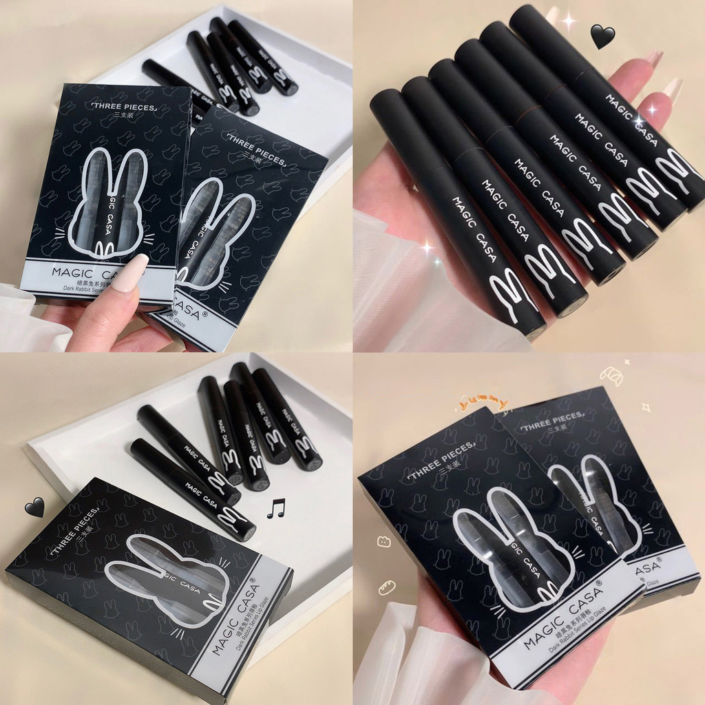 3 Chiếc Thỏ Đen Matte Liquid Lipstick Chống Thấm Nước Mini Liquid Lipstick Son Bóng